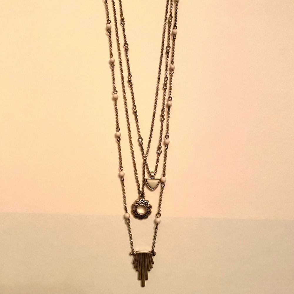 Lucky Brand antique gold toned multi strand necklace